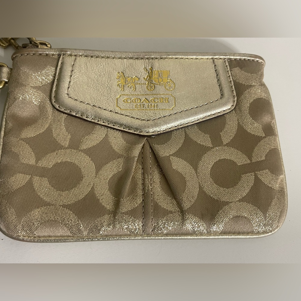 Coach Metallic Gold‎ and Tan Wristlet - Picture 4 of 9